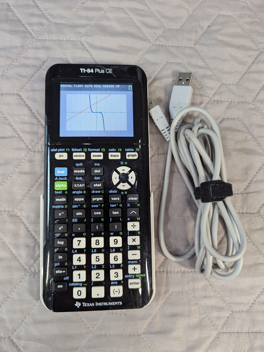 Texas Instruments TI-84 Plus CE Graphing Calculator - Black with Cover And Cable